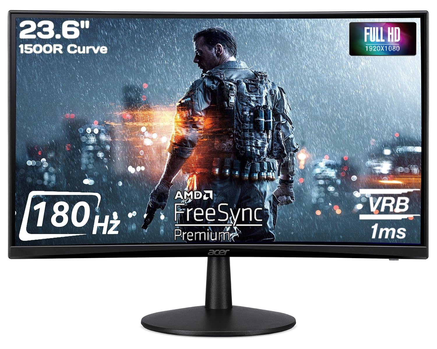 شاشة  PC ACER ED240Q 24 180HZ 1MS FHD VA CURVED